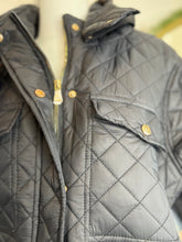 Load image into Gallery viewer, Abigail Black Plus Size Button Up Quilted Jacket