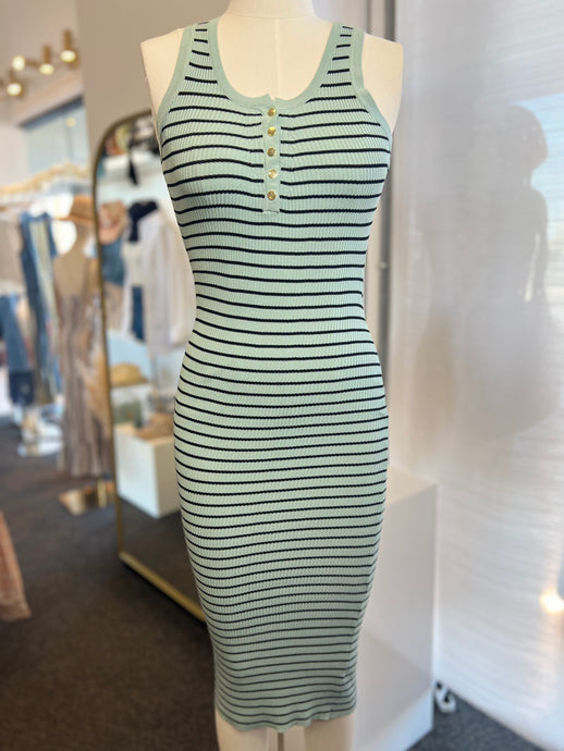 Yanira Mint/Black Stripes Maxi dress