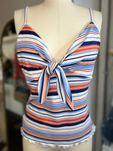 Load image into Gallery viewer, CLEARANCE Mirka Multistrip Front Knot Merrow Hem Sleeveless Top