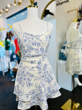Load image into Gallery viewer, Posey Ivory and Blue Floral Smocked Short Dress