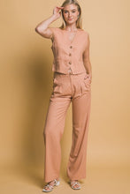 Load image into Gallery viewer, Alice Clay, Khaki or Taupe Linen Wide Leg Pants