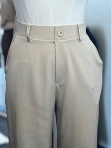 Hailey Tan Khaki Sage, or Black Slip On Wide Leg Trousers