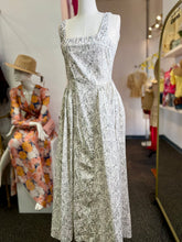 Load image into Gallery viewer, Olivia Long White and Steely Gray Flower Embedded Dress