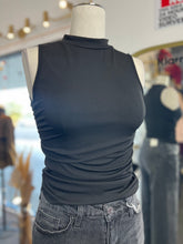 Load image into Gallery viewer, Marlene White Ribbed Knit Ruched Side Sleeveless Top