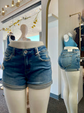 Load image into Gallery viewer, Desiree Distressed Mid Rise Cuffed Stretchy Denim Shorts