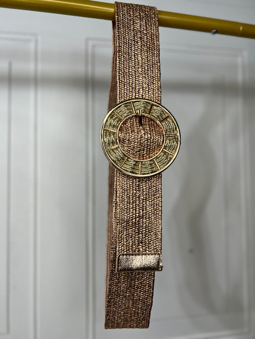 Lucy Champagne Straw Leather Belt
