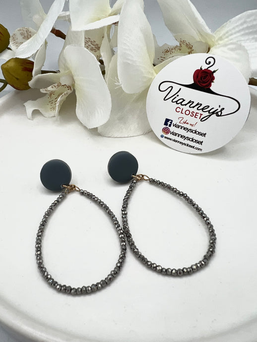 Daniela Slate Blu Beaded Drop Dangle Earrings