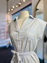 Load image into Gallery viewer, Jackie Light Blue and White Short Sleeve Midi Shirtdress