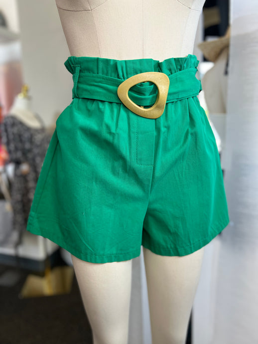 Addilyn Spruce Green Shorts w/ Bamboo Belt