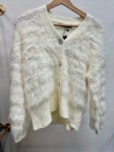 Load image into Gallery viewer, Amari White Buttoned Up Fuzzy Sweater