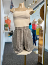 Load image into Gallery viewer, Victoria Charcoal Stripes Elastic Waist Side Pocket Shorts