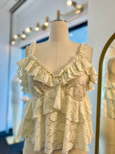 Load image into Gallery viewer, Romina Ivory Or Sky Blue Lace Ruffle Detail Top