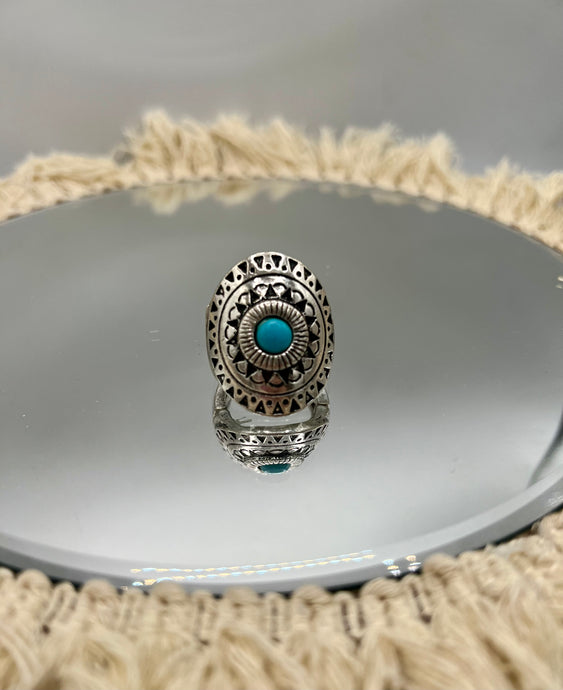 Josie Silver and Turquoise Adjustable Ring