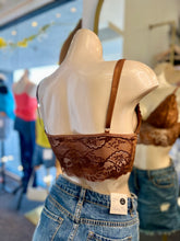 Load image into Gallery viewer, Valentina Brown Floral  Long Laced Bralette