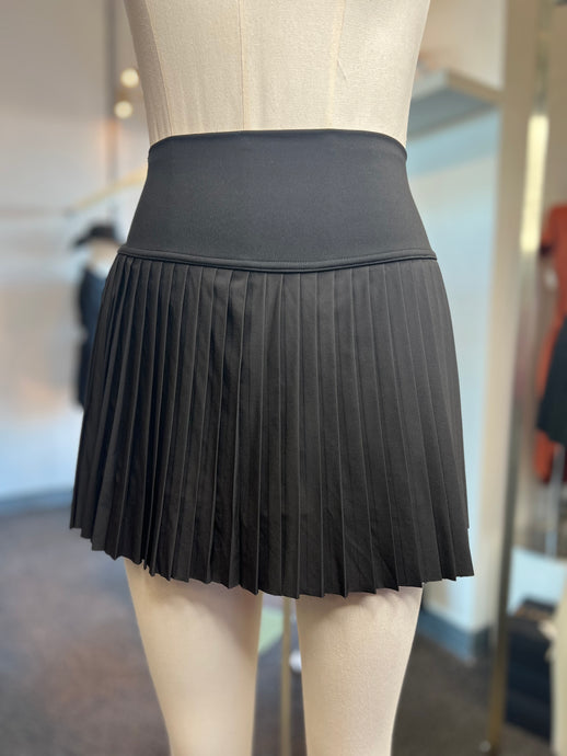 Reila Black Tennis Pleaded Midi Skirt
