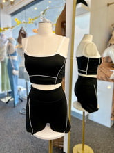 Load image into Gallery viewer, Dahlila 2 Piece Natural Yellow, Black, or Mocha White Lined Crop Top and Short Gym Set