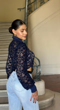 Load image into Gallery viewer, Lexy Navy or Copper Lae Cropped Button Up Collared Blouse