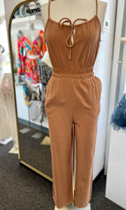 Larissa Cinnamon Spaghetti Straps  Linen Jumper