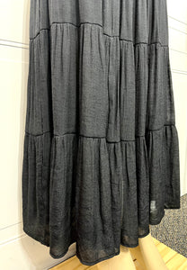 Karime Black Elasticized Flowy Long Skirt
