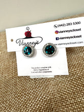 Load image into Gallery viewer, 3/8&quot; Round Bedazzled Post-Back Earrings