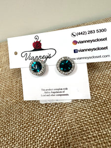 3/8" Round Bedazzled Post-Back Earrings