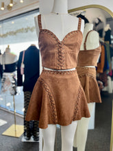 Load image into Gallery viewer, Dayla Camel Suede Lace Up Skirt Set