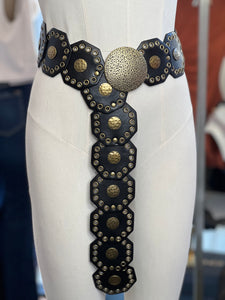Brianda Bronze/Brown Adjustable Western Flora Hammered Buckle Belt