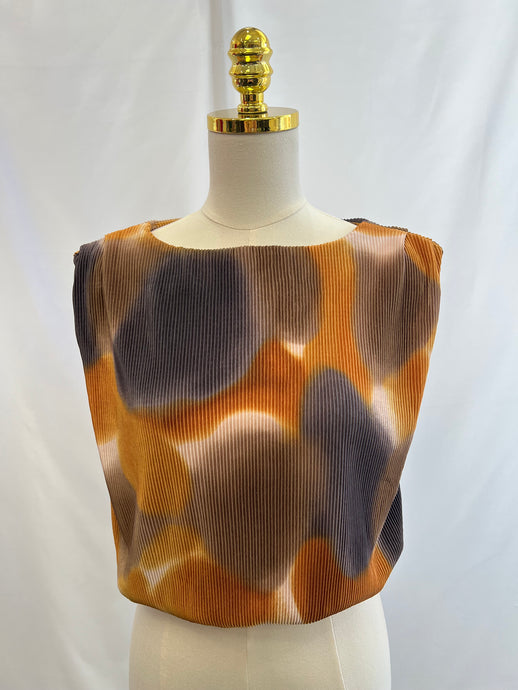 Aubrey Mocha Roud Neck Sleeveless Top with Elasticized Waist