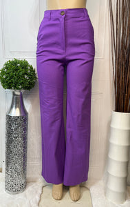 Dixie Beige, Fuchsia or Violet Linen Blend Straight Pants