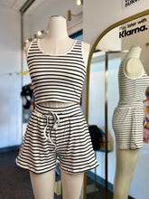 Load image into Gallery viewer, Miranda Top and Short White and Black Striped Set