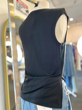 Load image into Gallery viewer, Irie Sleeveless Round Neck Front Twist Top Ivory and Black