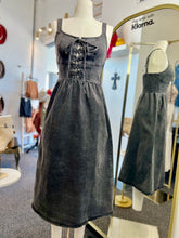 Load image into Gallery viewer, Camilla Corset Stitch Lace Up Stretchy Denim Midi Dress