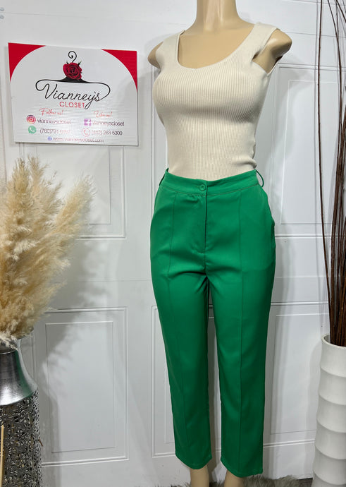 Allyson Green or White Front Self Cover Button Trousers