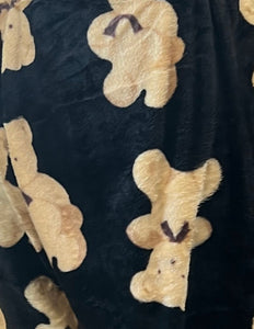 Sophie Teddy Bear Print Black Pajama Pants