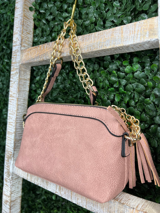 Paula Mauve Leather Crossbody Bag