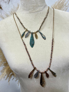 Emma Bronze and Silver Feather Design Necklace