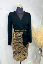 Load image into Gallery viewer, Amie-Lee Black and Gold Surplice Sequence Short Dress