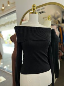 Elena Knit Off-The Shoulder Long Sleeve Top