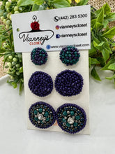 Load image into Gallery viewer, Karina Yellow, Purple and Blue 3-1 Beaded Earrings