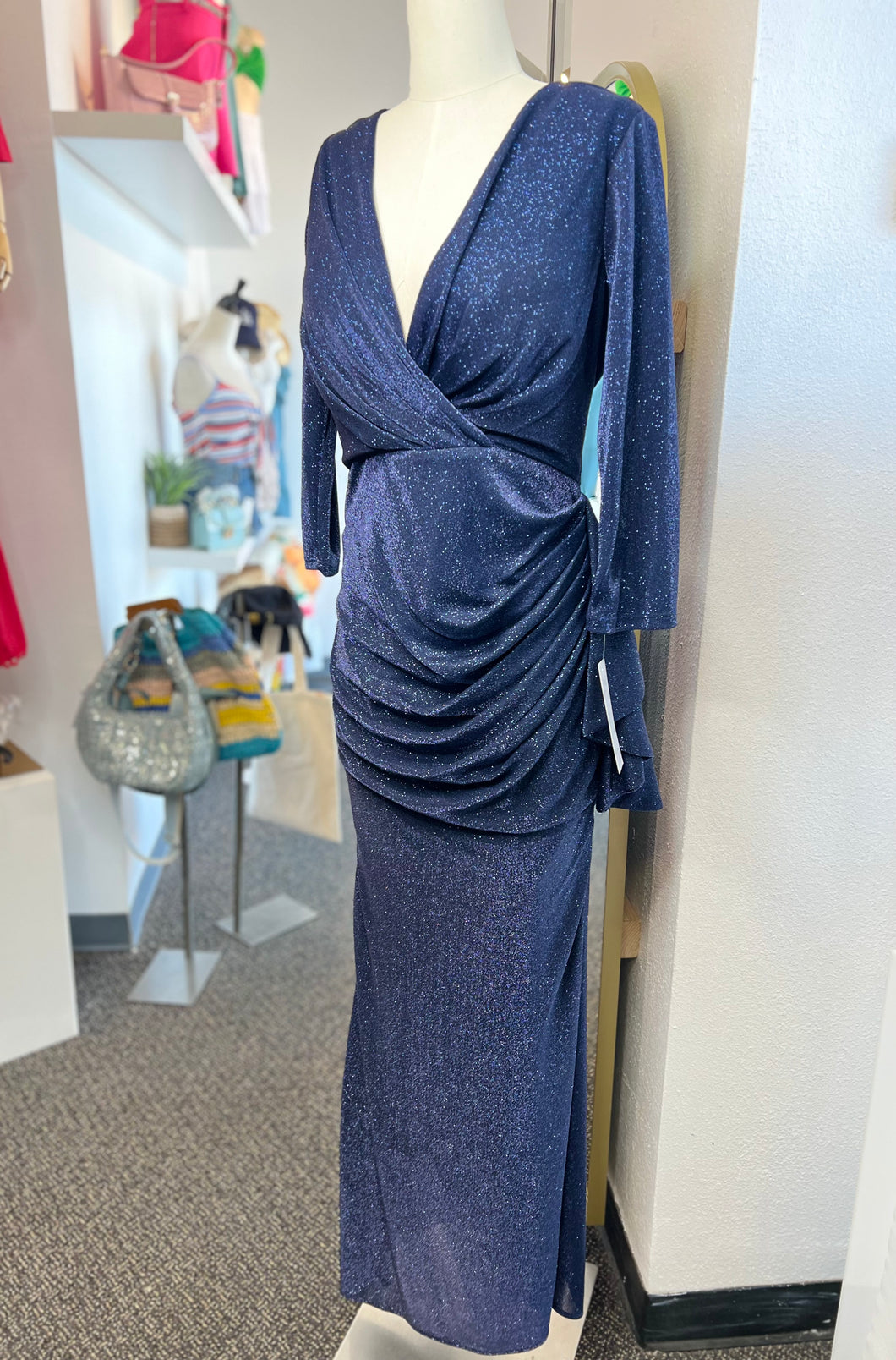 Kassandra Black or Navy Shimmery Long Sleeve Dress