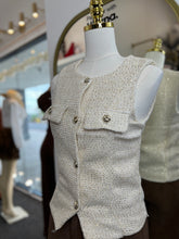Load image into Gallery viewer, Darlinne Ivory Gold Buttons Vest