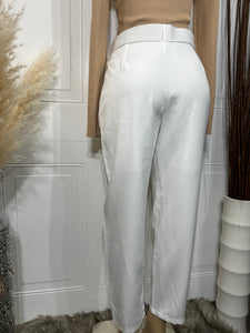 Allyson Green or White Front Self Cover Button Trousers