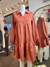 Load image into Gallery viewer, Tessa Open V Neck Collar Vegan Suede Swing Dress