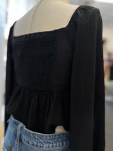 Load image into Gallery viewer, Brittney Black Long Sleeve Peasant Style Blouse