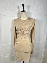 Load image into Gallery viewer, Bella Beige Long Sleeve Dress w/ Round Neckline