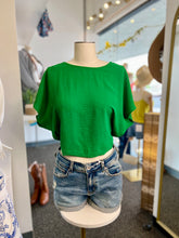 Load image into Gallery viewer, Helen Kelly Green Elastic Back Waist Crop Top