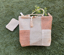 Load image into Gallery viewer, Pamela Patches Straw Tote with Coin Purse