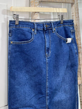 Load image into Gallery viewer, Denisse Dark Blue High-Rise Front Slit Denim Skirt