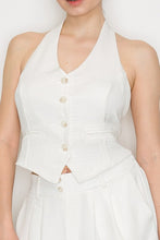 Load image into Gallery viewer, Aurora White or Black Halter Neck Button-Down Vest Top