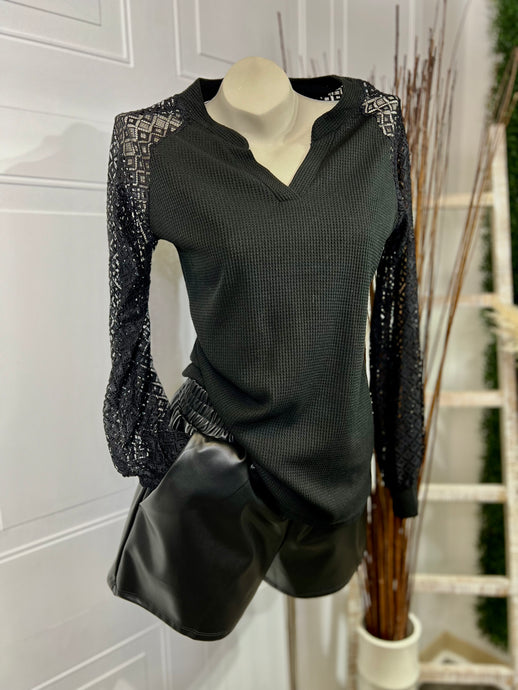 Alexia Black Long Sleeve Transparent Top